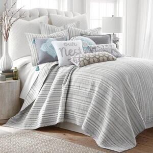 Levtex Home Gray Stripes Bondi King 3 Pc. Quilt Set